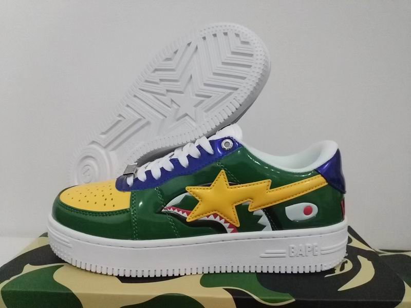 BAPE STA Shark Face Low-Top Sneakers – Green/Yellow